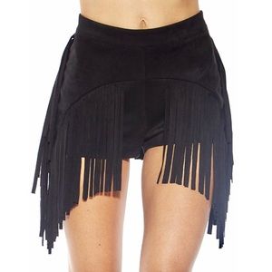 Festival Fringe High Waisted Suede Shorts